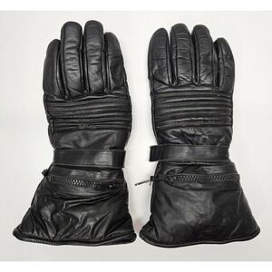 Thinsulate Leather Motorcycle Gloves L Gauntlet w Stowable Rain Mittens